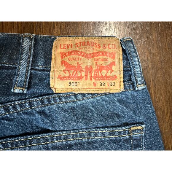 Levi 505 Jeans Men 38x30 Classic Academia Twee Western Cowboy Aztec Minimalist - Picture 9 of 12